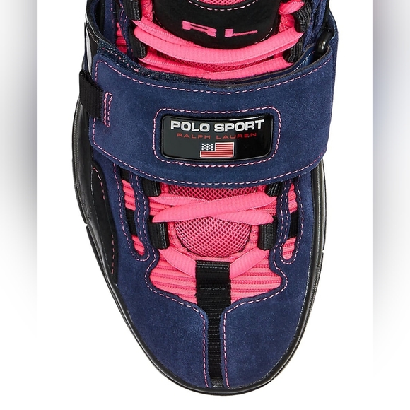"NEW" Polo Ralph Lauren Polo Sport PS100 Men's 8 High Top Sneakers Newport Navy - Picture 4 of 5
